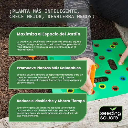 Vista 8 de Seeding Square - Herramienta patentada de espaciado de semillas y plántulas para cosechas más grandes, plantas organizadas y menos malas hierbas