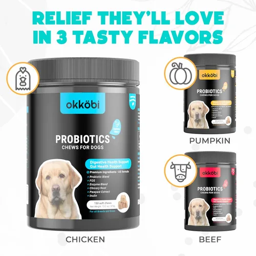 Vista 7 de Probióticos masticables para perros, 150 unidades Apoyo digestivo, salud intestinal y diarrea Masticables probióticos para perros Fórmula
