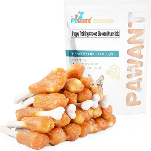 Vista 7 de Perro Mastica Cachorro Aperitivos De Entrenamiento De Pollo Envuelto Hueso De Calcio Sin Cuero Crudo Golosinas Para Perros 0.5lb/227g