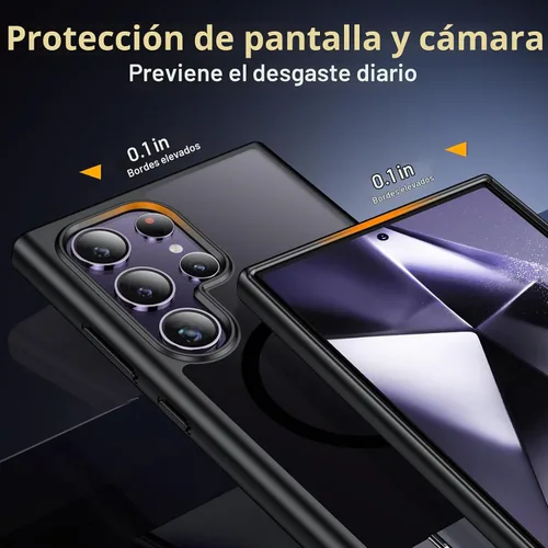 Vista 4 de SPIDERCASE Funda para Samsung Galaxy S24 Ultra con soporte invisible, magnética, a prueba de golpes, delgada, color negro