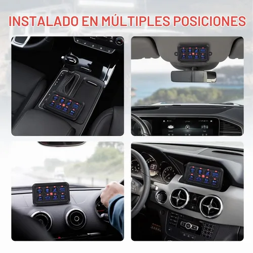 Vista 6 de Panel de interruptor de 8 bandas, caja de panel de control táctil LED azul, caja de interruptor táctil para automóvil, interruptor momentáneo
