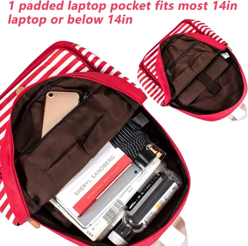 Vista 5 de Leaper - mochila escolar para niñas mochila informal bolsa de viaje con bolsillos laterales