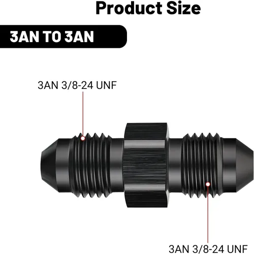 Vista 2 de EVIL ENERGY 3AN Macho a Macho Adaptador de Unión de Acoplador de Manguera de Combustible Recto, 2 Piezas Negras