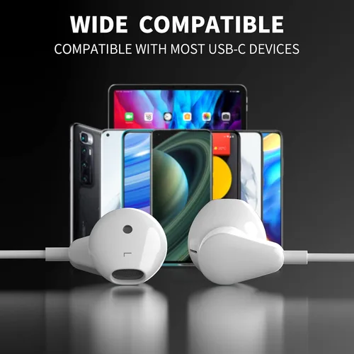 Vista 6 de Auriculares USB C con cable para Samsung S25 FE S24 Ultra A16 A17 S23 S22 S21, micrófono estéreo de alta fidelidad con control de volumen