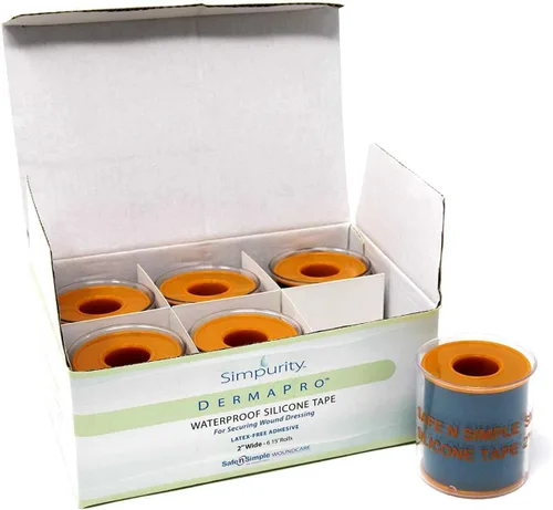 Vista 7 de Simpurity DermaPro - Cinta de silicona impermeable, 1 x 15 pies, 12 unidades, cinta médica sin látex para asegurar el vendaje de heridas, cinta