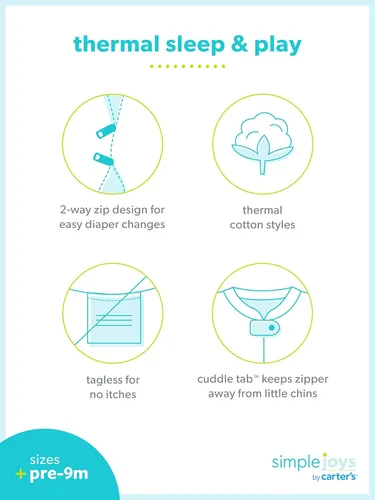 Vista 6 de Simple Joys by Carter's Paquete de 2 unidades unisex con cremallera térmica de 2 vías para dormir y jugar, para bebé