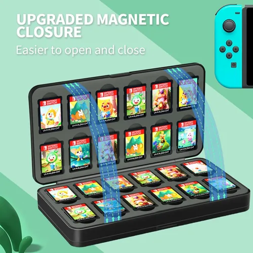 Vista 5 de QUBAMG Nintendo Switch Game Case 48 Game Card Slots and 48 Micro SD Card Slots for Nintendo Switch & OLED,Black Game Holder for Nintendo Switch