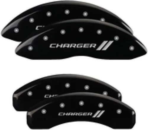 Vista 11 de MGP Caliper Covers 12162SCLBBK - Juego de 4 fundas de freno negras para Dodge Challenger 2011-2020 (pinza delantera de pistón dual) grabadas