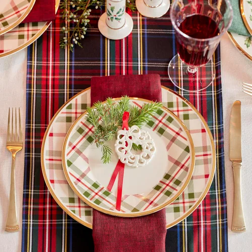 Vista 4 de Lenox 894963 Juego de vajilla de 12 piezas Holiday Plaid, rojo y verde, Navidad, para recibir invitados