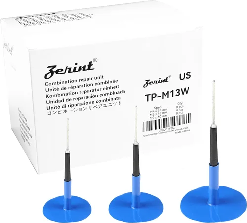 TP-M13W Kit de unidad de reparación de combinación, kit de enchufe de reparación de neumáticos 1/6" x 1 3/8", 1/4" x 1 3/4" y 3/8" x 2 3/8" vástago