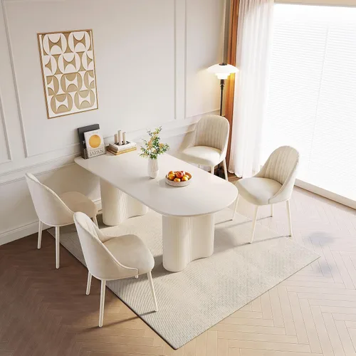 Vista 10 de Guyii Juego de mesa de comedor de 62.99 pulgadas con 4 sillas, juego de mesa de cocina moderno, mesa de comedor interior para cocina, bar, sala