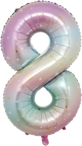 Vista 9 de Globos de helio de 40 pulgadas con degradado de estrella arcoíris de tamaño grande, globos de helio para fiesta de cumpleaños, decoración