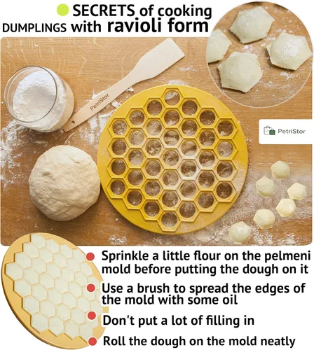 Vista 3 de Molde de bolas de masa hervida para ravioles rusos - Molde plástico Pelmeni - Carne de pelmeni siberiano - Máquina para hacer bolas de masa