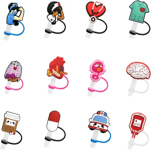 Vista 8 de 6 fundas de silicona para pajilla, cubiertas para popote para vasos, tapones de paja a prueba de polvo para puntas de popote para accesorios