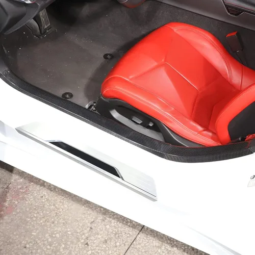Vista 3 de TOYCIDFG Protectores de placa para umbral de puerta de automóvil, para C8 Corvette Stingray 2020-2023, protector de borde de puerta, panel de fibra