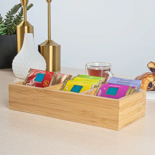 Vista 4 de Restaurantware - Organizador de condimentos de café de 9.5 x 4.25 x 2 pulgadas, 1 organizador rectangular de crema - 3 compartimentos, resistente a