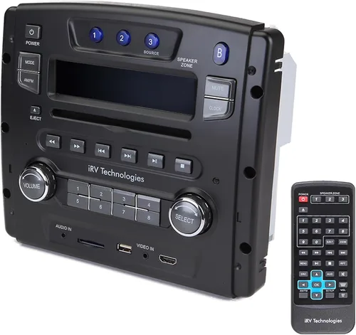 Vista 3 de iRV Technology iRV34 AM/FM/CD/DVD/MP3/MP4 /USB/SD/HDMI/Digital2.1/Sonido Surround/Bluetooth 3 zonas de montaje en pared RV Radio estéreo