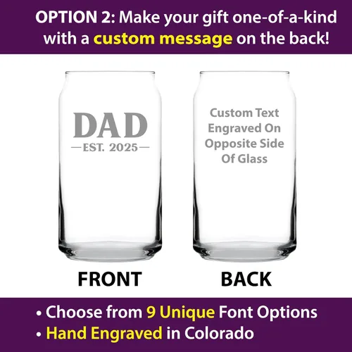 Vista 3 de Custom Dad Est 20XX - New Father Beer Can Pint Glass Gift for First Time Parents - Personalized Bold 16 Oz Glasses