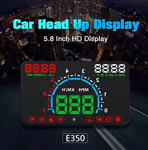 Vista 3 de KUNFINE® 5.8 "Coche HUD OBD2 Head Up Display Car Speed Projector Vehículo Parabrisas Speedo Projetor Navegación OBD Velocímetro Hud E350