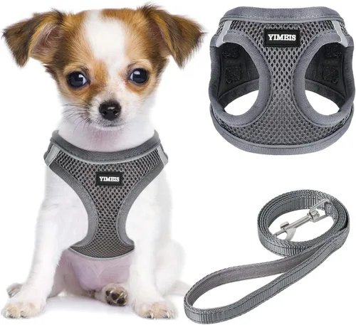 Vista 35 de YIMEIS Juego de arnés y correa para perro, arnés de malla suave sin tirones, chaleco reflectante ajustable para cachorros para perros pequeños