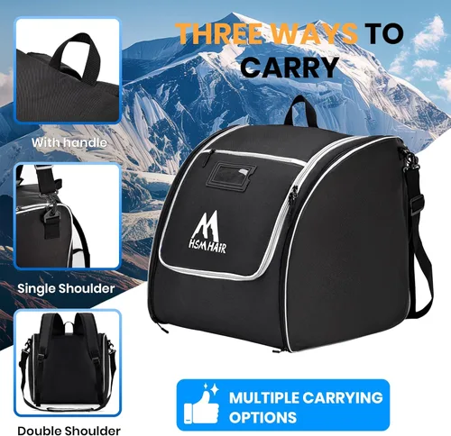 Vista 5 de Hsmihair Bolsa de esquí y bolsa para botas de esquí, bolsa de esquí acolchada combinada para viajes aéreos, bolsa de botas de esquí a prueba de agua