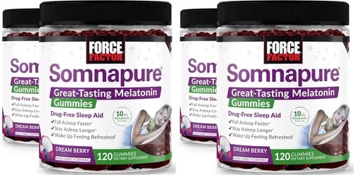 Vista 13 de Force Factor Somnapure Gomitas con Melatonina 10 mg para Adultos, Ayuda para Dormir Natural que no Crea Hábito para Sueño Profundo, Permanece