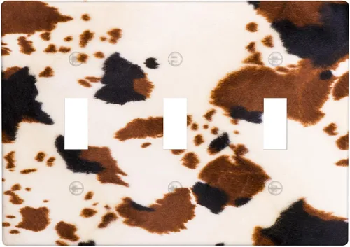 Vista 68 de Placa de interruptor de luz de 3 cuadrillas de piel de vacuno, placa frontal eléctrica de triple palanca para baño, cocina, dormitorio, habitación