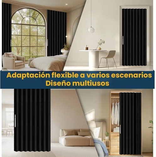 Vista 7 de AJAZZ Cortinas 100% Opacas para Puertas Corredizas de Entrada, Puertas de Acordeón para Entrada, Cortina Magnética para Puerta de Dormitorio Sala