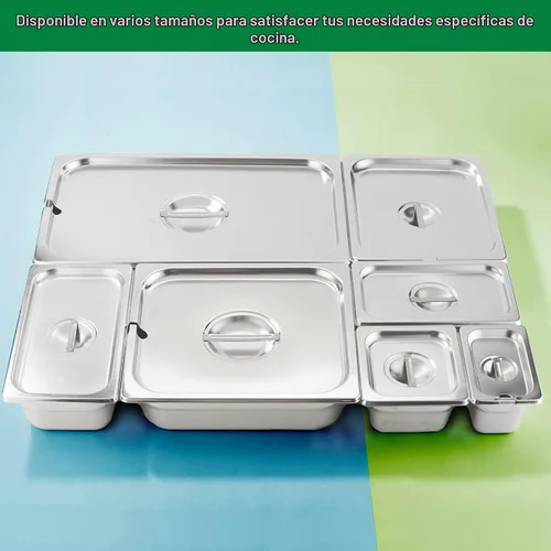 Vista 7 de HECMAC Paquete de 6 Tapas de Bandeja de Hotel de Tamaño 1/2 con Muescas, Acero Inoxidable Sólido Resistente para Mesa de Vapor, Tapa de Bandeja