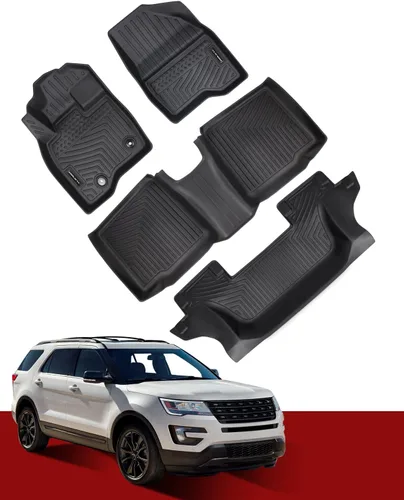 Tapetes para coche compatibles con Ford Explorer 7 plazas 2015-2019, juego completo de revestimientos para todo tipo de clima para la 1ª, 2ª y 3ª