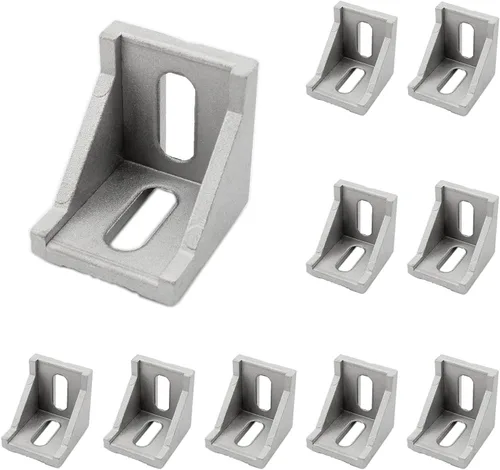 Vista 10 de Paquete de 10 soportes de esquina de perfil de aluminio, cierre de junta de ángulo recto en forma de L, conector para perfil de extrusión