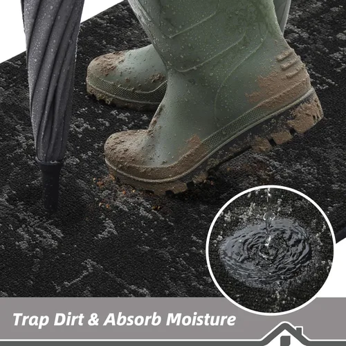 Vista 3 de BEQHAUSE Tapete para puerta de 20 x 32 pulgadas, antideslizante, lavable, resistente a las manchas, absorbente, tapete de bienvenida para puerta