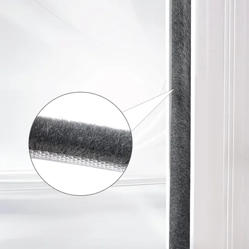 Vista 2 de Sello autoadhesivo de 33 pies para puertas y ventanas, 0.35 pulgadas de ancho x 0.6 pulgadas de grosor, gris, insonorizado, resistente al viento, a
