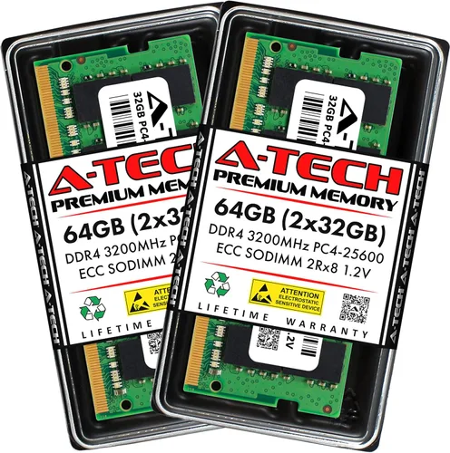 Vista 14 de A-Tech 4GB DDR4 2133MHz PC4-17000 ECC SODIMM 1Rx8 Rango único 1.2V 260-Pin Módulo de actualización de memoria RAM para Microserver, estación