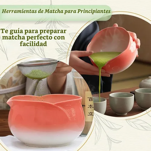Vista 6 de Juego de 8 batidores de matcha, cuenco de bambú Chasen Matcha con boquilla, tamiz, cuchara, soporte para batidor, alfombrilla de bambú, kit completo