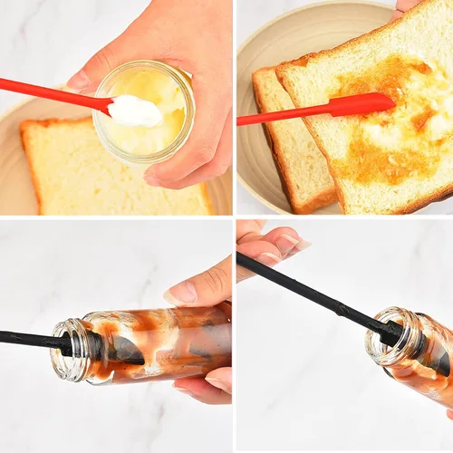 Vista 8 de Mini espátula de silicona, 6 espátulas para tarros, cuchara de silicona reutilizable de doble extremo para cocina y belleza