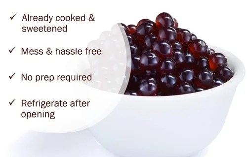Vista 2 de BREXONIC Boba Pearls, Blueberry Popping Bursting Boba, perlas de tapioca para té de burbujas (arándano, 1 libra, 1 paquete)