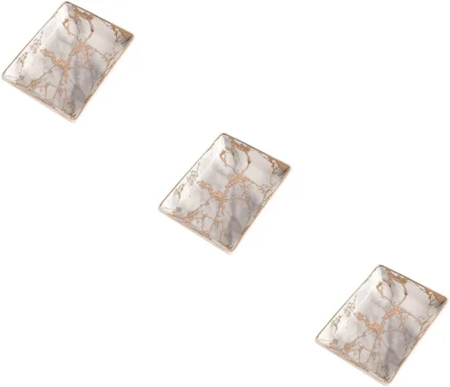 SHERCHPRY 3pcs Ceramic Bandejas Decorativas Trinket Tray Jewelry Tray Desk Tray Garnish Tray Trim Tray Decorative Tray Decor Tray Ring Tray Jewlery