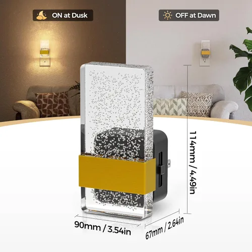 Vista 4 de DORESshop Luces nocturnas LED enchufables a la pared, luz nocturna regulable de 0-100 lúmenes, luz nocturna decorativa de burbujas con sensor