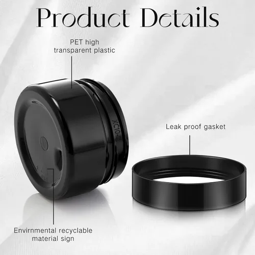 Vista 2 de SATINIOR 24 frascos de plástico transparente vacíos con tapas, recipientes de almacenamiento redondos de boca ancha para productos de belleza