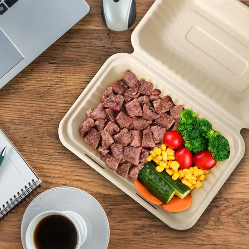 Vista 3 de greensight Recipientes de comida para llevar de 9 x 6 pulgadas, paquete de 75 contenedores desechables para llevar, cajas compostables para llevar