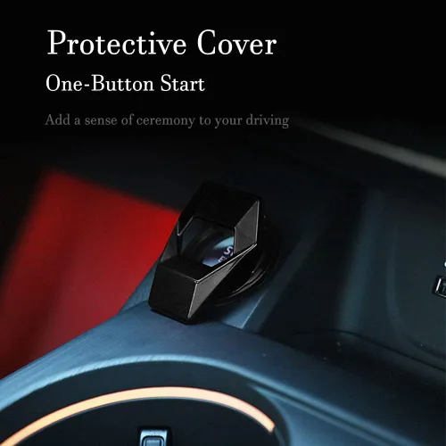 Vista 7 de Cubierta de botón de arranque/parada del motor Middrivr, control de potencia del coche de aleación de zinc de fibra de carbono, cubierta protectora