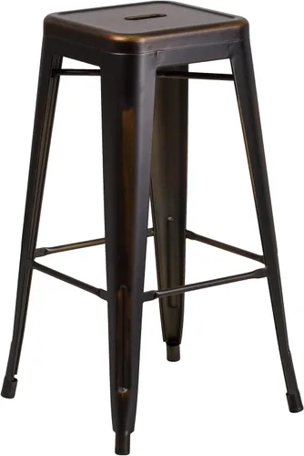 Vista 42 de Flash Furniture - Taburete de bar de metal moderno sin respaldo de 30 pulgadas, para interior/exterior, industrial, cuadrado, apilable para bares