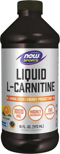 NOW Sports Nutrition, L-carnitina líquida 1000 mg, altamente absorbente, cítricos, 16 onzas