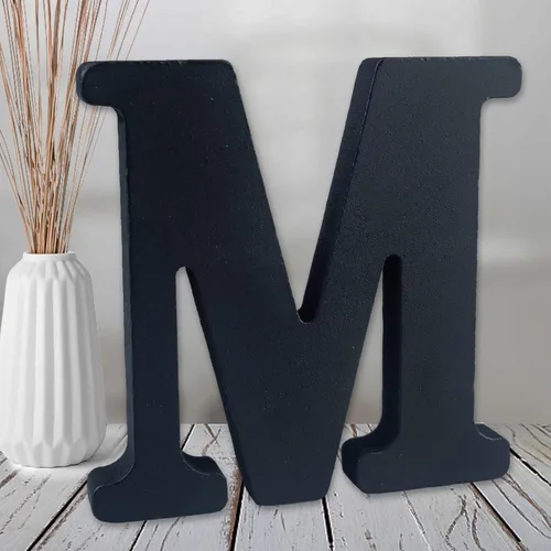 Vista 20 de AOCEAN Letras de madera negra de 6 pulgadas Letras de madera sin terminar para decoración de pared Letras decorativas de pie Rebanadas Tablero