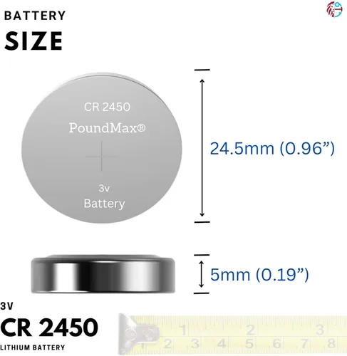 Vista 8 de PoundMax CR 2450 Baterías de litio, tipo botón de 3 V, paquete combinado - 5