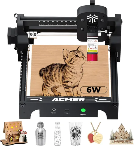 Vista 11 de Acmer S1 Máquina de Grabado y Corte Láser, 3.5W (3500mW) para Madera, Acrílico, Cuero, Plástico - Área de Grabado Compacta de 130x130mm, Proyectos