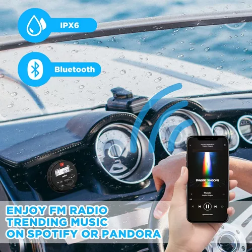 Vista 2 de Radio marina marina estéreo Bluetooth barco estéreo estilo redondo sistema de barco radio