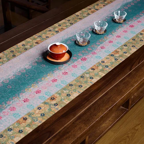 Vista 20 de Extra Long 2-Piece Table Runner Set 118, Waterproof Banquet Table Decor, Double Sided Event Cloth, Heavy Duty Tea Mat, Washable Reversible Brocade