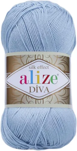 Vista 9 de Alize Diva Silk Effect 100% hilo acrílico de microfibra, 1 madejas de bola de 3.53 oz 383yds color (1 - crema)